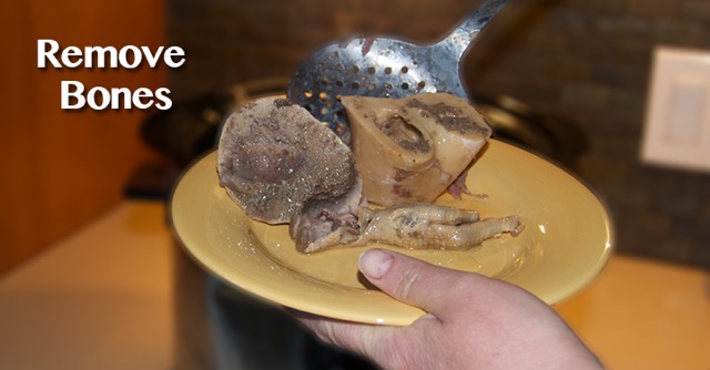 Bones from the cooked bone broth for dogs
